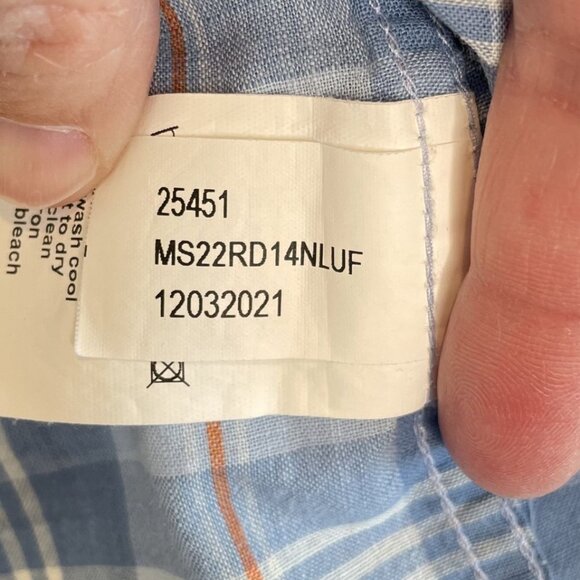 Peter Millar Summer Chambray Blue Plaid Button Down Shirt, XL - Picture 7 of 8